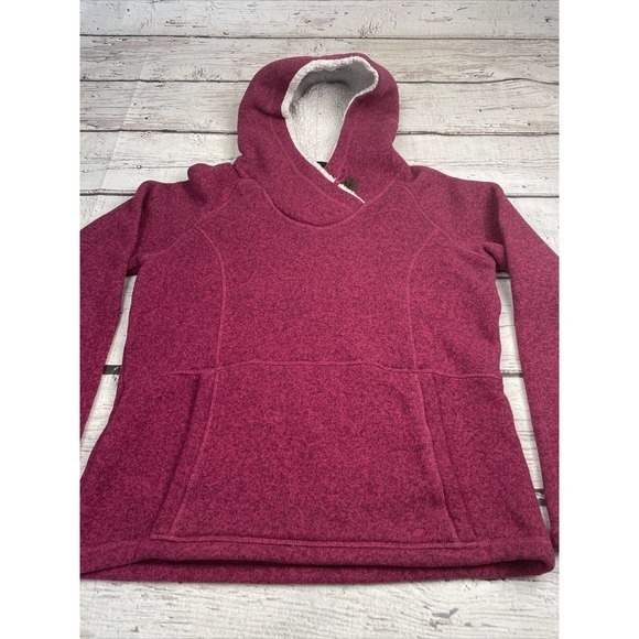 Koppen Hoodie Pullover Sherpa Sweater Fleece Marled Raspberry Womens XL Warm EUC - Picture 2 of 11